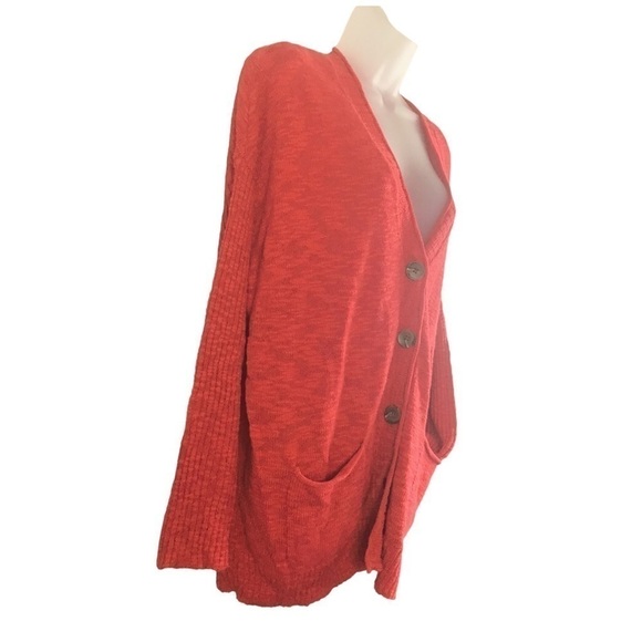J. Jill Cardigan Orange Long Sleeve Sweater Cotton Blend V Neck Size large P - Picture 8 of 9